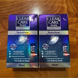 2 Pk Clear Care Plus Cleaning/Disinfecting Lens Solution Hydraglyde 3oz Exp 2026